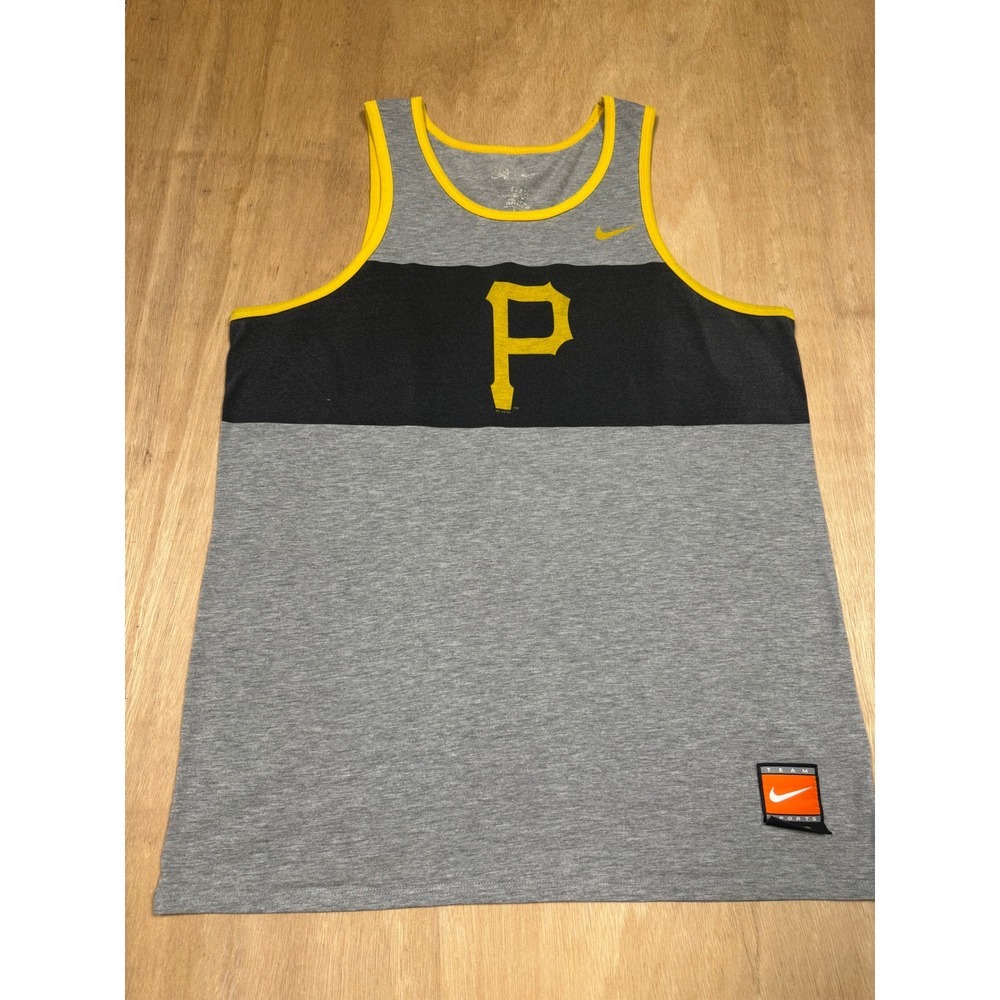 Nike Pittsburgh Pirates MLB Baseball Tank Top Grey Yellow P Logo Men's Size L